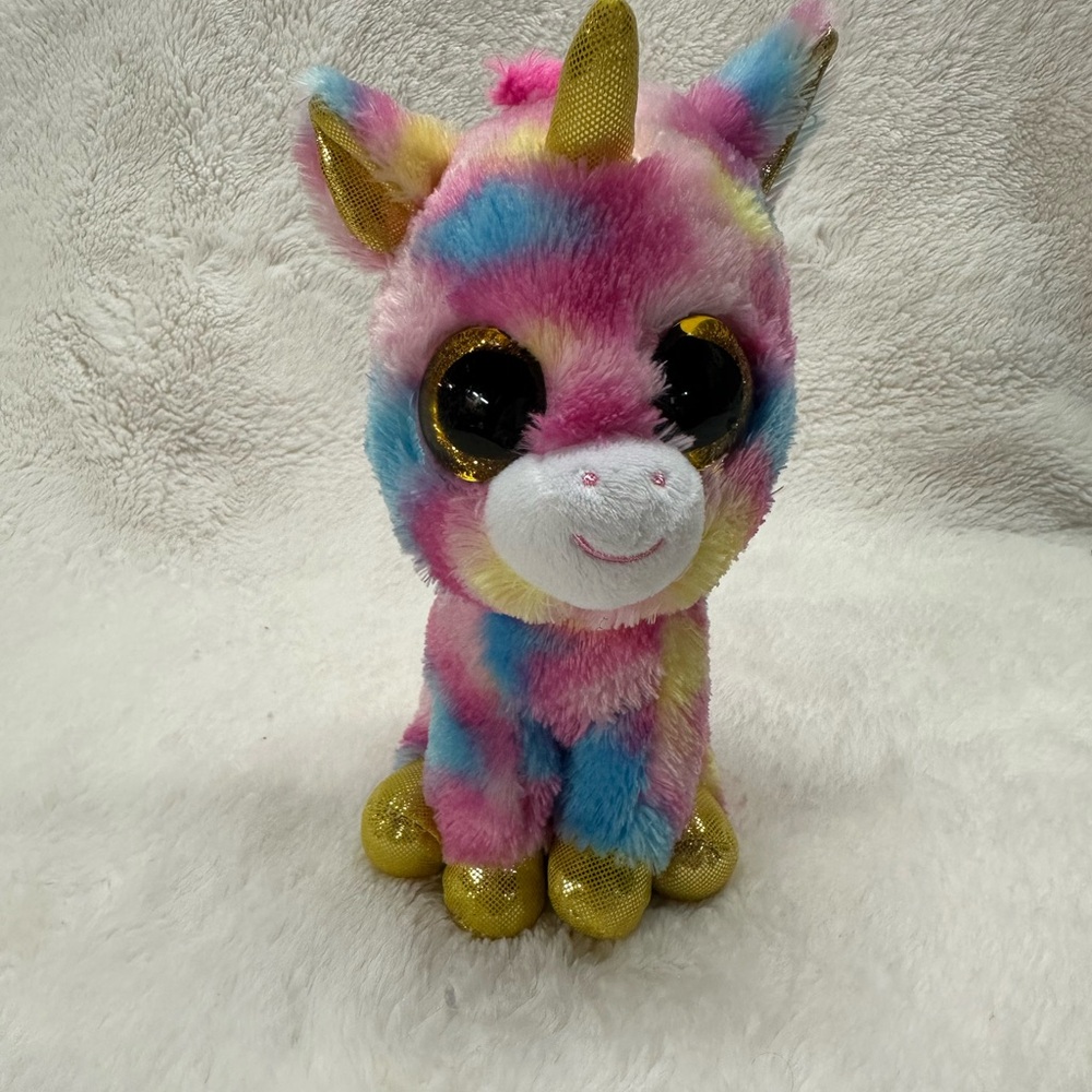 Ty Multicolor Unicorn Plush with Gold Accents
